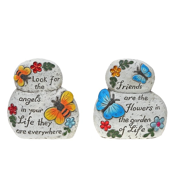 Maison Concepts Garden Stacking Stones Inspirational Asstd - Set of 2 (5.5L X 2W X 6H)