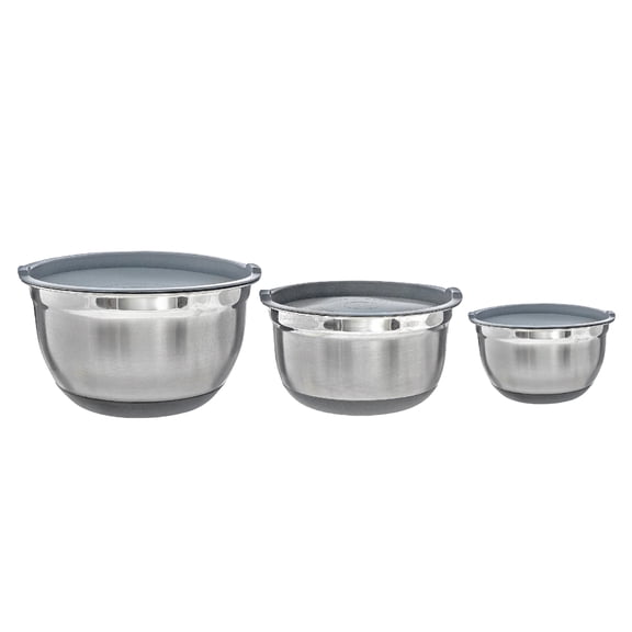 Maison Concepts German Bowl With Grey Lids And Anti Skid Base (9.84L X 9.84W X 1H)