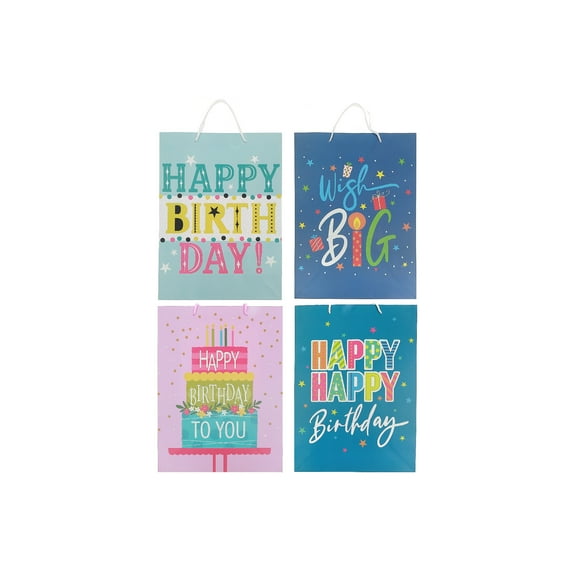 Maison Concepts Gift Bags Birthday Party Assorted X-Large - Set of 12, 12 L x 4.75 W x 16.5 H, Gift wrapping supplies,Multi,Paper,Home Decor,Gift,Mothersday, Christmas, Everyday