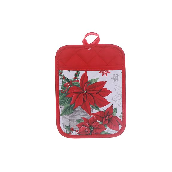 Maison Concepts Kitchen Linen Pot Holder With Pocket Poinsettia - Set of 6 - 6.75 L x 9 W x 0.19 H