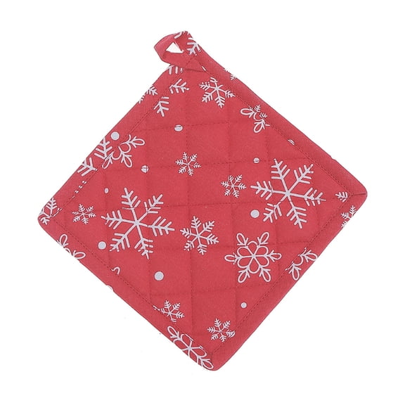 Maison Concepts Kitchen Towels, Oven Mitts, Dishcloths, Durable Linens, Cotton, Red Cotton Pot Holder (Snowflakes) - Set of 6, Dimensions: 8L X 8W X 0.025H