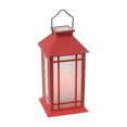 thumbnail image 1 of Maison Concepts LED Solar Frosted Glass Pane Lantern Red (Red) 14" X 14" X 28", 1 of 3