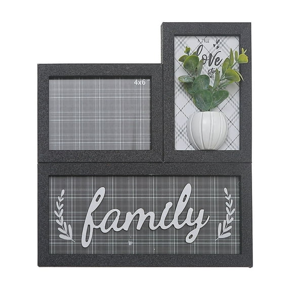 Maison Concepts MDF Collage Frame With Faux Plants (Black) 11.42" X 1.18" X 11.42"