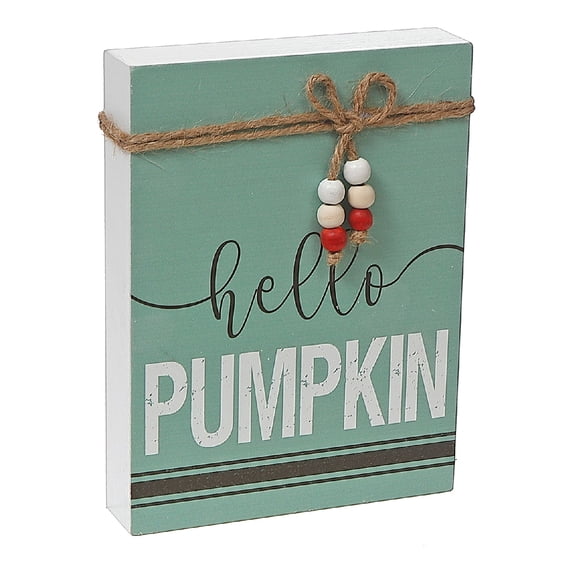 Maison Concepts Mdf Rectangle Table Block With Bow Hello Pumpkin (6.5L X 1.5W X 8.75H)