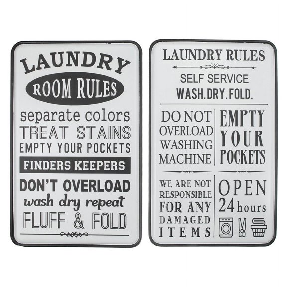Maison Concepts Metal Wall Sign (Laundry Rules) (Asstd) - Set of 2 (14.6L X 0.6W X 22.8H)