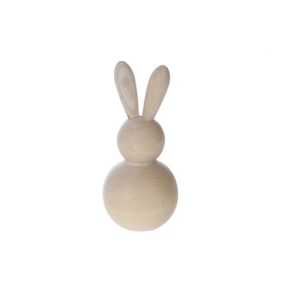 Maison Concepts Natural Wooden Round Bunny Decor (Brown) 2.76" X 2.76" X 5.91"