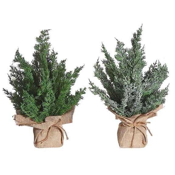 Maison Concepts Open Pine Tree In Burlap Pot - Set of 2 (7.1 L X 7.1 W X 12 H)