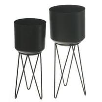 Maison Concepts Planters With Tripod Stand Black Set of 2 (Black) 10.23" X 4" X 15.84"