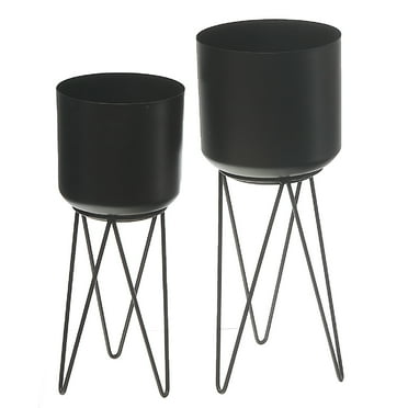 Maison Concepts Planters With Tripod Stand Black Set of 2 (Black) 10.23" X 4" X 15.84"