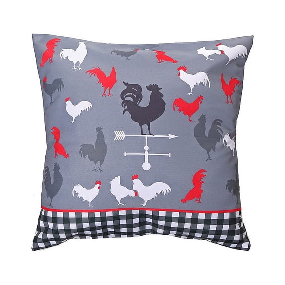 Maison Concepts Polyester Digital Print Cushion (Farmhouse Rooster) (18 X 18) - Set of 2