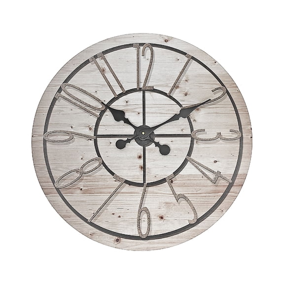 Maison Concepts Round Mdf 13" Wall Clock (Wood Plank)