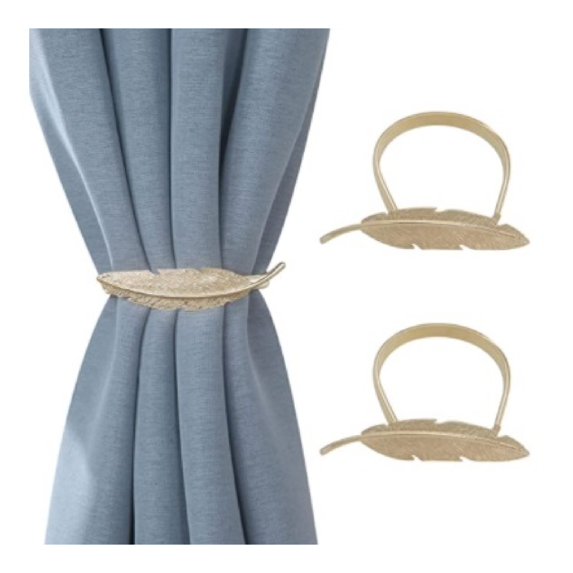 Maison Concepts Set Of 2 Curtain Tiebacks Feather Rose Gold (10L X 0.5W X 1H)