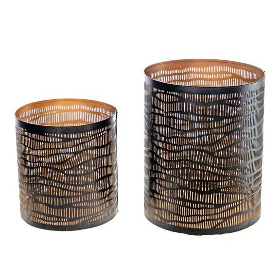 Maison Concepts Set Of 2 Cut Work Wave Candleholder (5.25L X 5.25W X 7H)