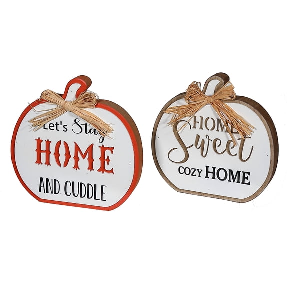 Maison Concepts Sweet Home Pumpkin Table Sign Asstd - Set of 2 (7.7 L X 0.8 W X 7.7 H)