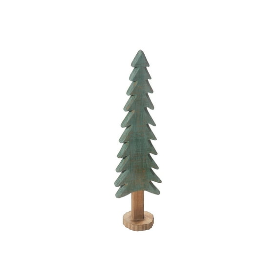 Maison Concepts Tabletop Wooden Carved Tree On Round Base Large - 15.16 L x 3.94 W x 2.76 H