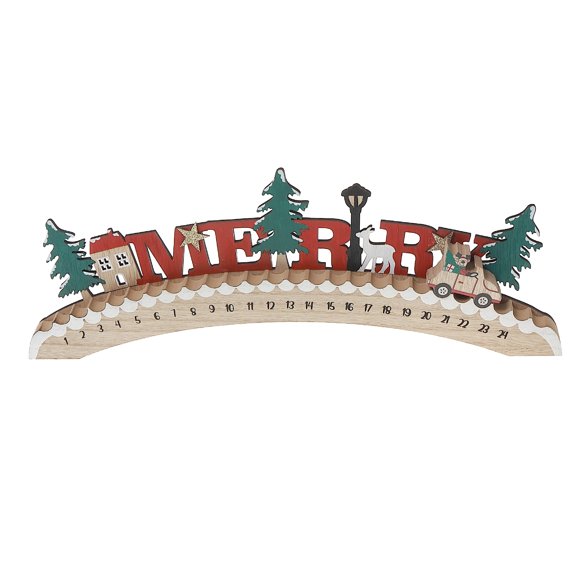 Maison Concepts Tabletop Wooden Merry Countdown Calender - 15.4 L x 0.8 W x 5.6 H