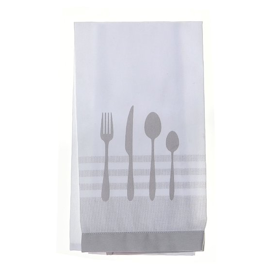 Maison Concepts Utensil Front Stitched Tea Towel Lght Grey (Gray) 6.69" X 13.58" X 0.15" -Set of 6