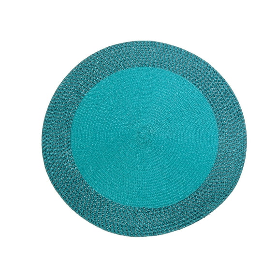 Maison Concepts Vinyl Round Placemat With Border Teal-Set Of 12 (0.75 L X 6 W X 14.75 H)
