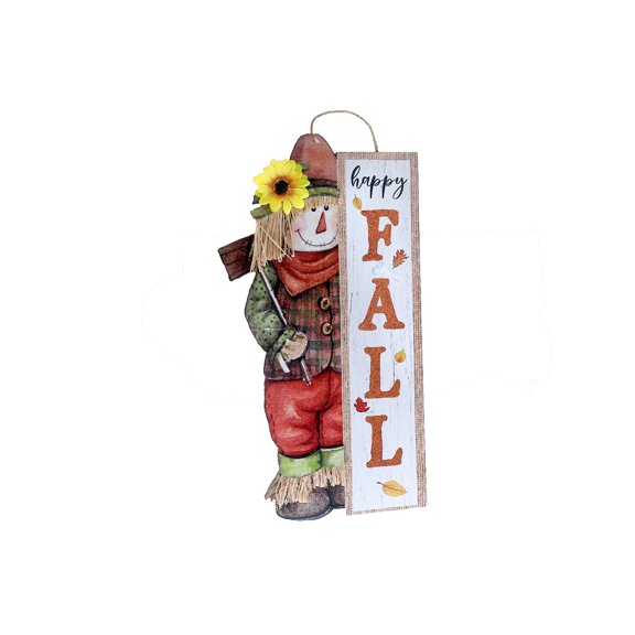Maison Concepts Wall Art, Decorative Panels, Home Accent Pieces, Modern Wall Design, Canvas, Multi Mdf Scarecrow Hanger With Sign (Hello Fall), Dimensions: 11.45L X 0.35W X 23.5H