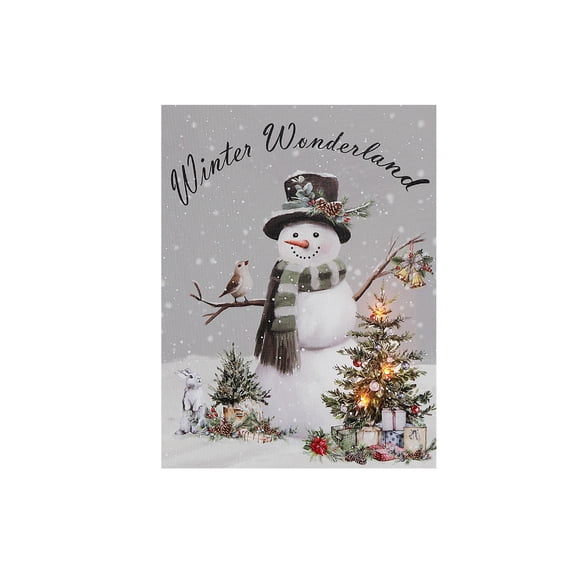 Maison Concepts Wall Decor Led Canvas Wall Art Snowman - 12 L x 0.6 W x 16 H