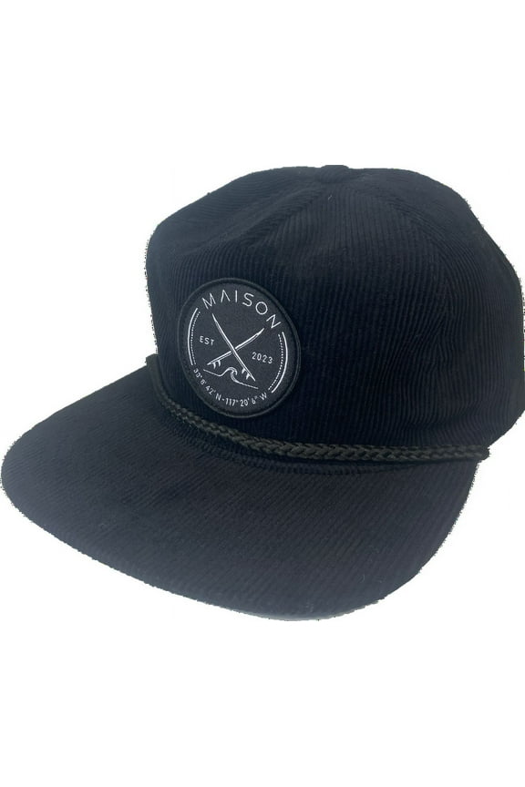 Maison Corduroy Rope Snapback, Unisex, Adjustable Surf Hat With Custom Embroidered Surf Patch.- 6 Panel Mid Profile, Outdoor Lifestyle Baseball Cap