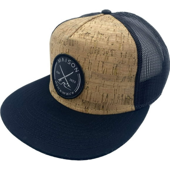 Maison Cork Front High-Profile Snapback Trucker Hat With Custom Embroidered Surf Patch - Unisex Adjustable Baseball Cap - Outdoor Lifestyle, One Size Fits All