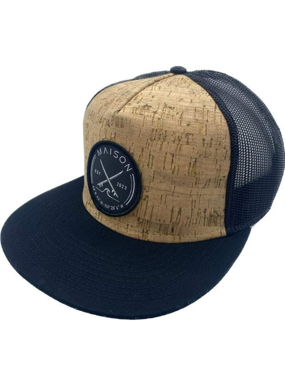 Maison Cork Front High-Profile Snapback Trucker Hat With Custom Embroidered Surf Patch - Unisex Adjustable Baseball Cap - Outdoor Lifestyle, One Size Fits All