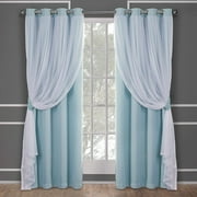 Maison De J Blackout Curtains Double Layer Curtains Solid Pattern Grommet Curtains 52"x84" Blue