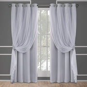Maison De J Blackout Curtains Layered Grommet Curtains Gray 52"x84" 2 Panels
