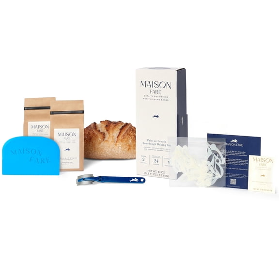 Maison Fare Sourdough Essentials Kit - Fast-Activating Starter, Artisan Flour Mix, 6 Tools, Online Companion with Guided Step by Step Videos - Bake 2 XL Loaves with Classic French Flavor