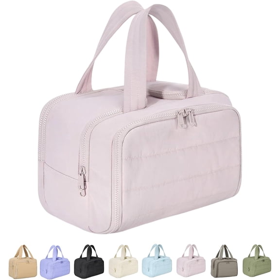 Maison Ginza Cloud Carry Bag, Maison Ginza Bag, Convely Toiletry Bag 4 Major Partitions Dry and Wet Separation, Large Capacity Waterproof with Handle Travel Cosmetic Bag (Pink)