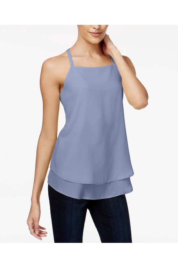 Anchor Print Layered Hem Top Lavender Lust 2XS