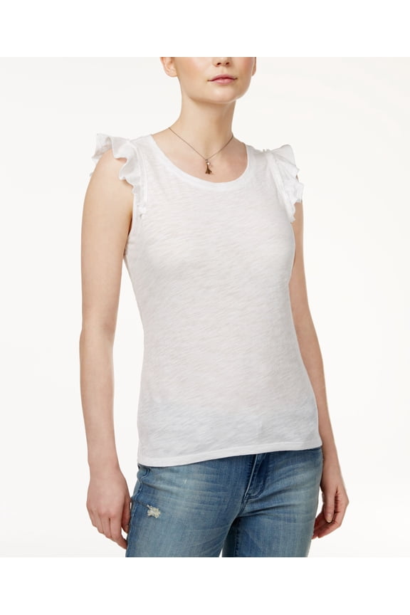 Cotton Flutter Sleeve Top White M