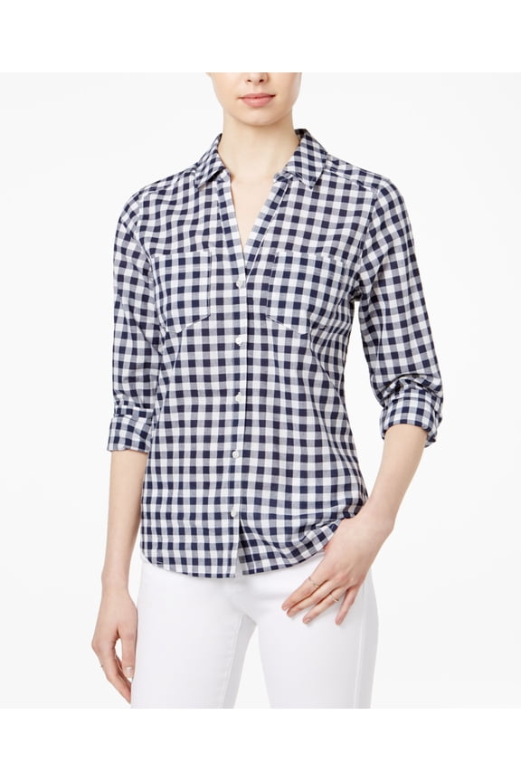 Cotton Gingham Shirt Blu Notte Combo 2XL