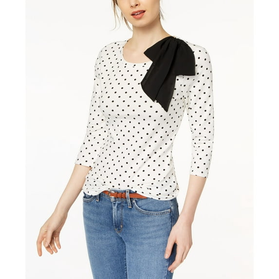 Maison Jules Dot Print Bow Detail Top Cloud Combo S