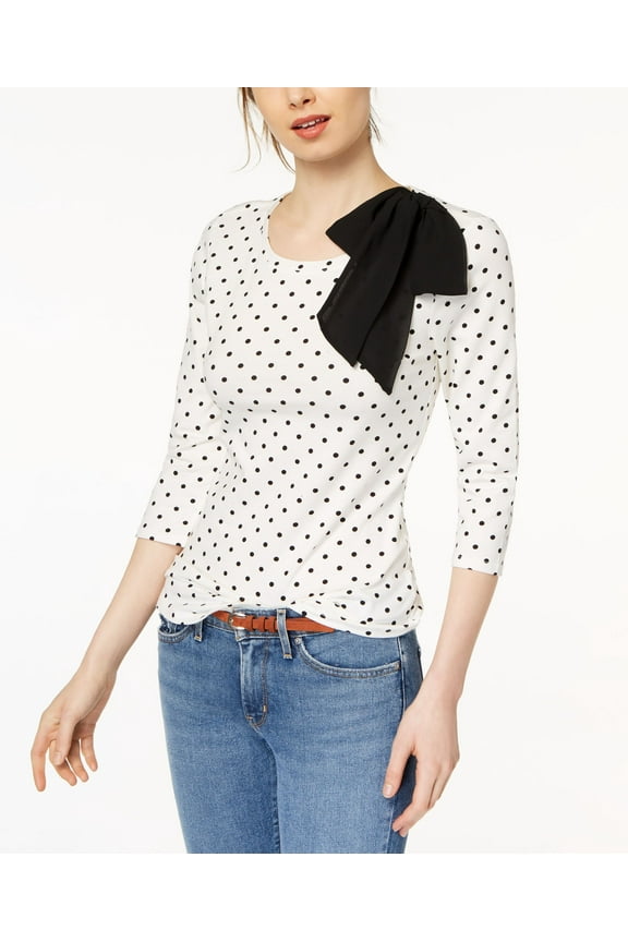 Dot Print Bow Detail Top Cloud Combo S