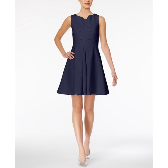 Maison Jules Embellished Jacquard Fit Flare Dress Blu Notte 2XL