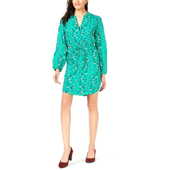 Maison Jules Floral-Print Fit & Flare Dress Vine Green M