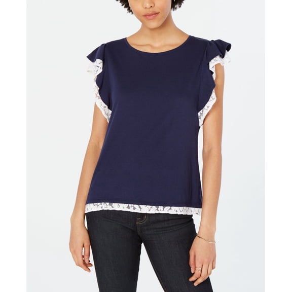 Maison Jules Flutter Sleeve Top Blue XS