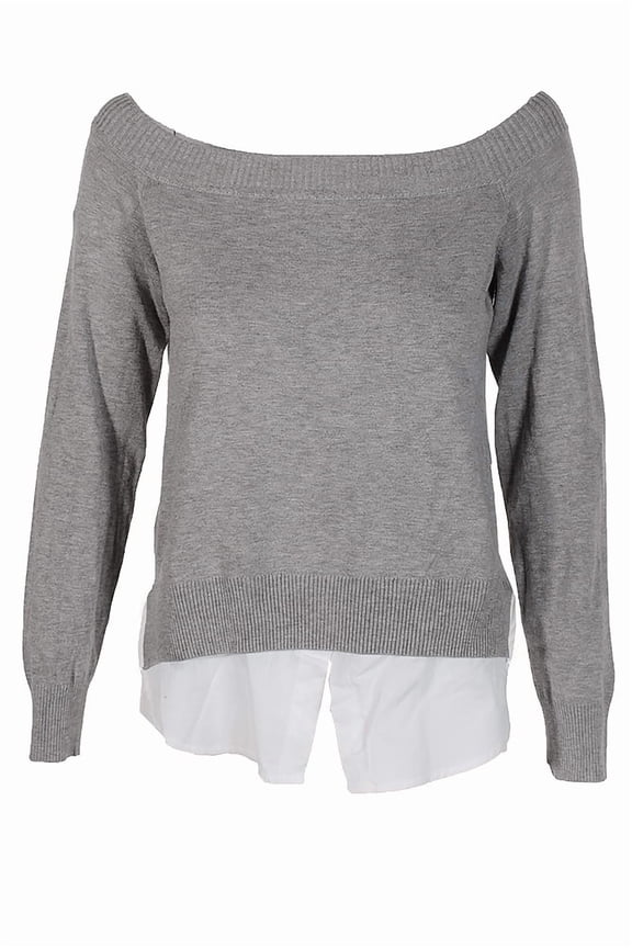 Heather Grey Layered Look Off-The-Shoulder Sweater XS