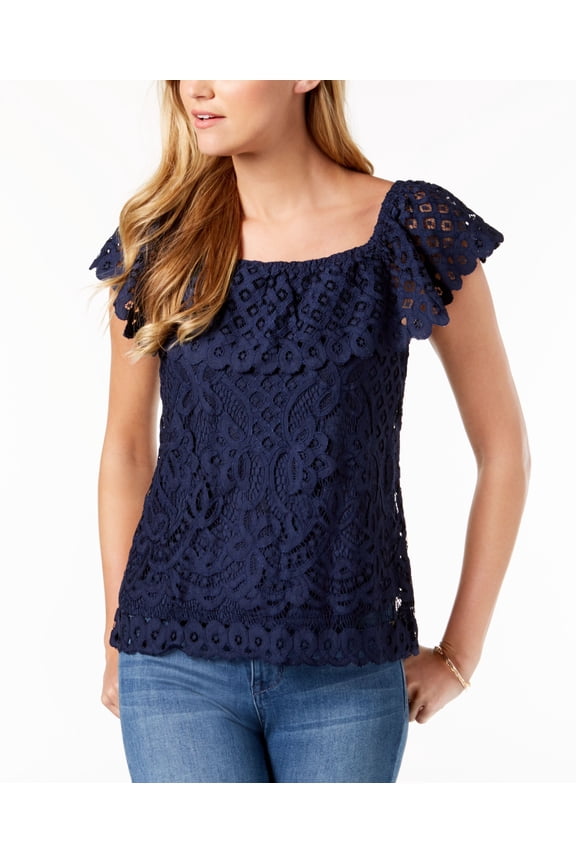 Off The Shoulder Top Blue 2XL