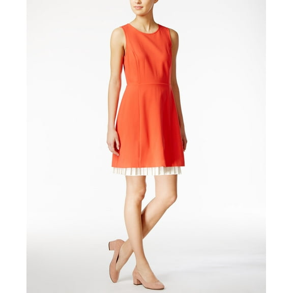 Maison Jules Pleated Contrast Dress Tomato L