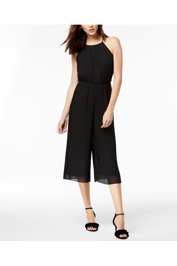 Pleated Cropped Jumpsuit Deep Black 14