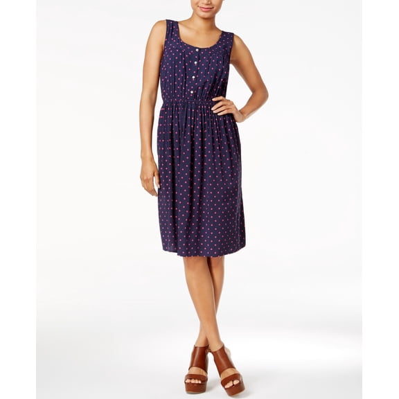 Maison Jules Polka Dot A Line Dress Blu Notte Combo XS