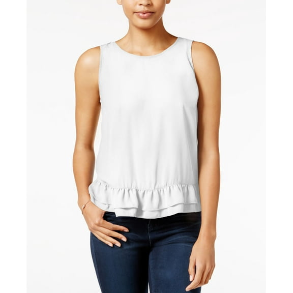 Maison Jules Ruffle-Hem Top Washed White L