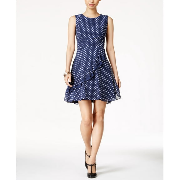 Maison Jules Ruffled Fit Flare Dress Blu Notte S