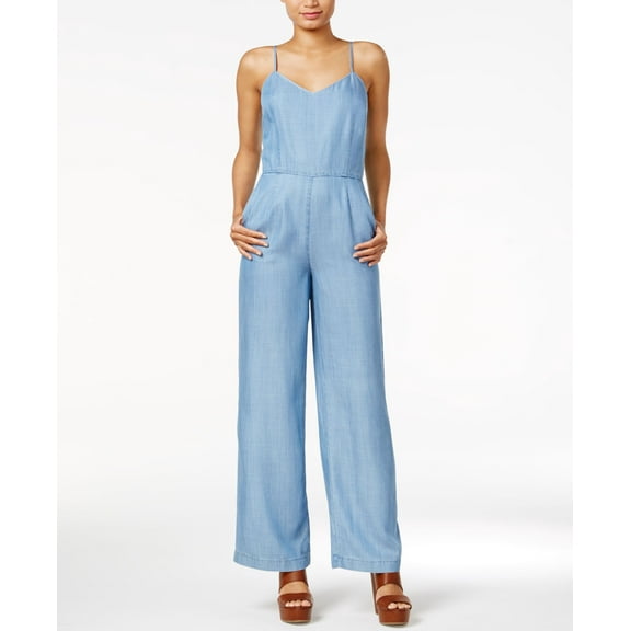 Maison Jules Sleeveless Chambray Jumpsuit Chambray 2XS