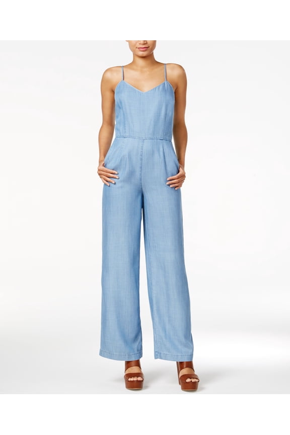 Sleeveless Chambray Jumpsuit Chambray 2XS