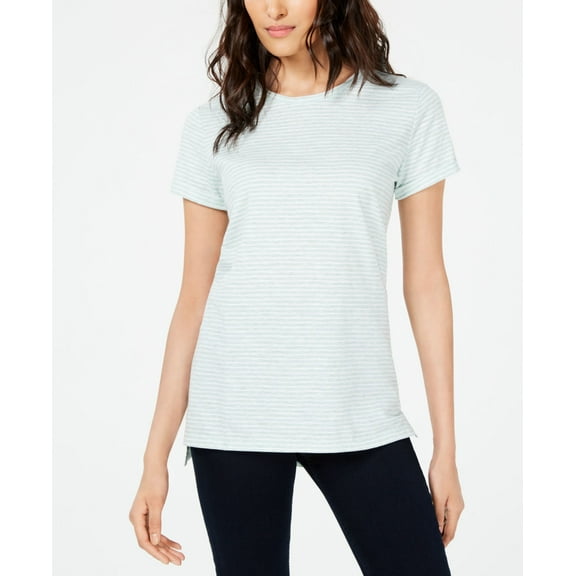 Maison Jules Striped Crew Neck T-Shirt Light Green XS