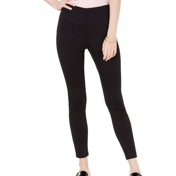 Maison Jules Women’s Flocked Dotted Skinny Pants, Black, 2X-Large